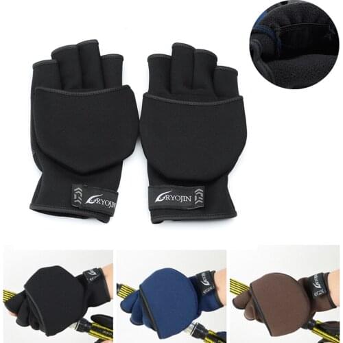 RYOJIN Fishing Gloves Undefined Warm Half Finger Anti-slip Protective Gloves for Winter Fishing Sport Cycling Camping Equipment