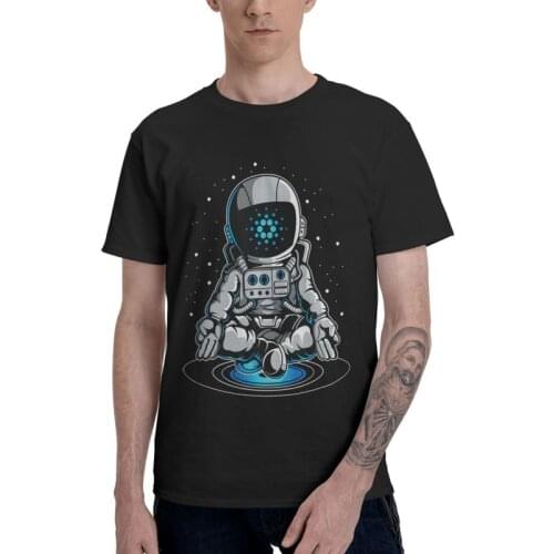 Cool Cardano Space Suite T Shirts Men Short Sleeve 100% Cotton T-shirt Astronaut ADA Coin Cryptocurrency Tees Top Novelty Tshirt