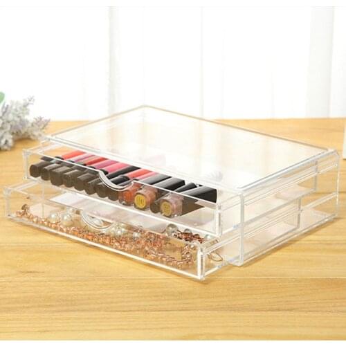 Clear Plastic Cosmetic Organizer Acrylic Drawer Jewelry Make Up Organizer Holder Makeup Tools Nail Polish Box Case