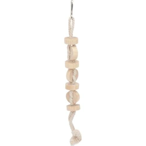 Bird Parrot Toy Natural Wood and Cotton Rope String Bird Bite Chewing Toy