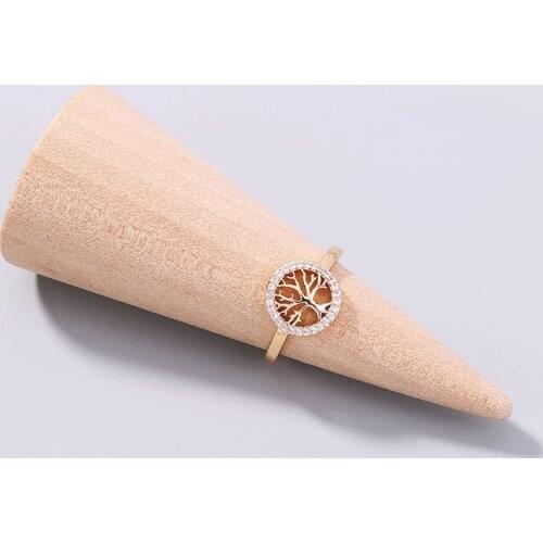 Micro inlaid gold color-preserving gold tree of life zircon opening adjustable ring, trendy ring female