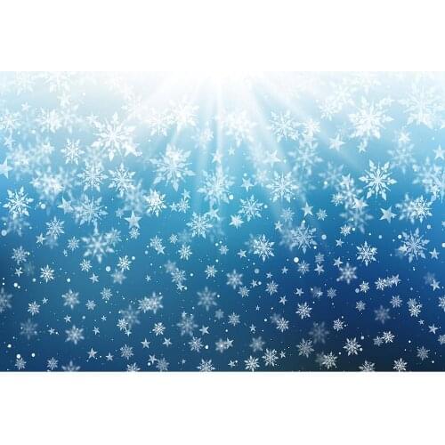 Christmas Snowflake Sunshine Blue Photographic Backdrop Vinyl Cloth Photo Studio Background for Baby Children Photoshoot Props