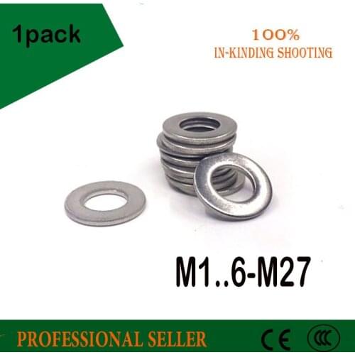 M1.6 M2 M3 M4 M5 M6 M8 M10-M27 304 Stainless Steel Washers Metric Flat Gasket Kit For Hardware Accessories