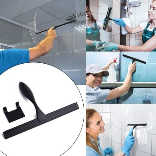Shower Squeegee Stainless Steel Matte Black Squeegee for Bathroom Doors Mirrors Tiles Car Windows with Hook Wiper Cleaner Tool