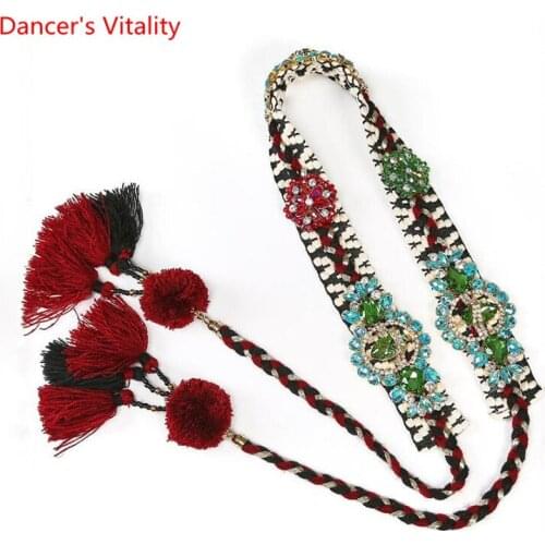 Belly Dance New Senior Waist Chain Performance Practice Accessories Anti-Scratch Luxury Rhinestone Tassel Belt