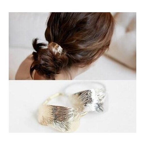 Tx204 Fashion Vintage Metallic Alloy leaves Rubber Band Elastic Rope Hair Coat Rope Women Headwear Accessories 1pcs