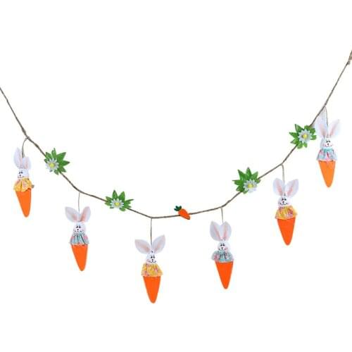 Decorations Childrens Day Flag Pendant Door Ornament Bunny Non-woven Fabric PVC DIY Colored 1pcs Party Supplies Easter Banner