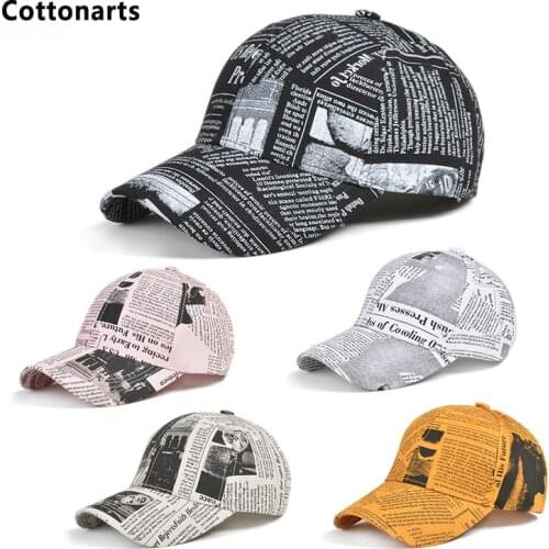 Unisex Newspaper Pattern Baseball Cap Couple Caps Colorful Snapback Hats Outdoor Adjustable Hip Hop Hat Sun Hats Yankee Hat
