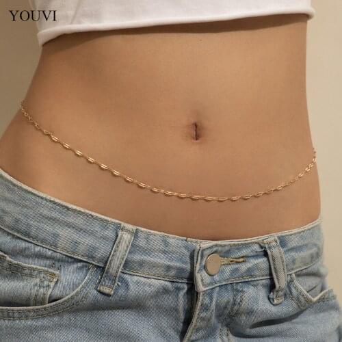 YOUVI Summer Beach Metal Body Chain Waist Chain Accessories for Women Sexy Bikini Body Jewelry Belly Belt Waistband Gifts