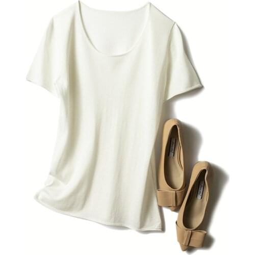 Womens fashion casual breathable cotton short sleeve T-shirt