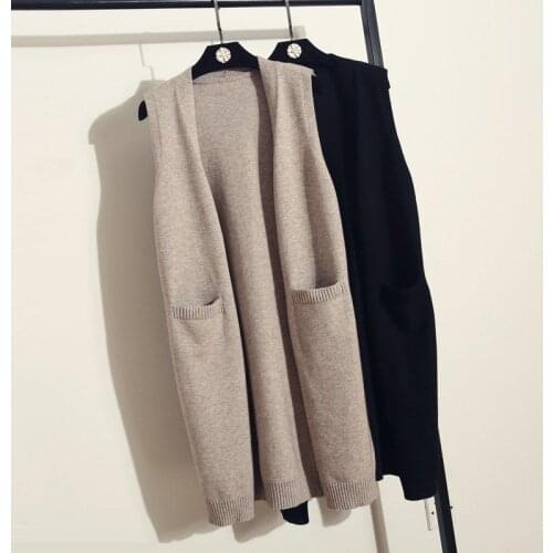 Womens Elegant Sleeveless Casual Cardigan Vests Female Solid Color 2021 Autumn Winter Clothes Ladies Fashion Waistcoat Q281