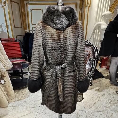 WINTER PALACE 2020 fashion brown style fur coat imported mink fur coat womens fashion fur long with winter real fur coat 12036