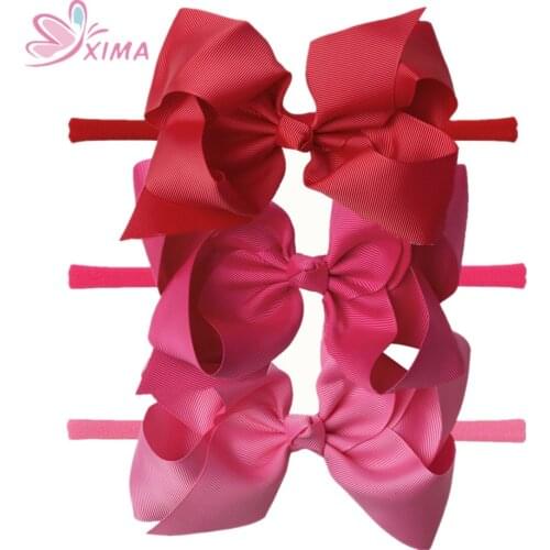 XIMA 1PC Retail 6inch Hair Bows Nylon Headband Grosgrain Ribbon Bows Headband for Girls Hair Accessories