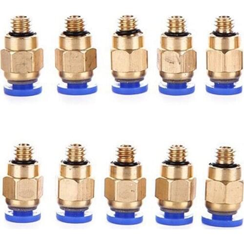 10 Pcs PC4-M6 Pneumatic Air Straight Quick Fitting 4mm thread M6 One touch hose Connector