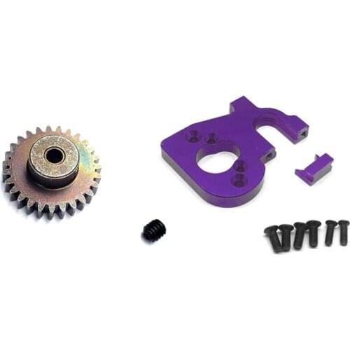 2 Set RC Car Part: 1 Set 27T Steel Motor Gear Upgrade Parts & 1 Set RC Car Metal Motor Mount Holder
