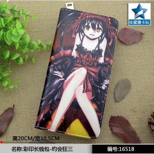 2016 Hot Selling Anime Date A Live Colorful Long PU Wallet/Cell Phone Purse Printed with Tokisaki Kurumi