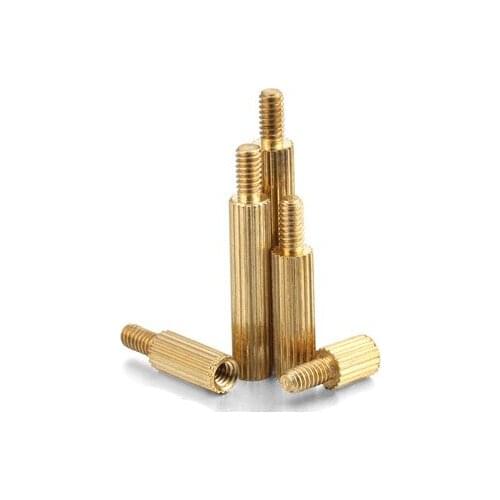 50pcs M2x(2.5mm-9.5mm)+3mm knurled brass pillar round single head support Isolation column computer motherboard brassiness screw