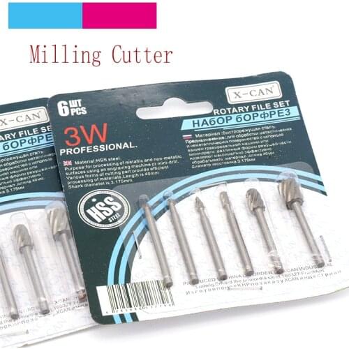 6pcs Tungsten Steel Woodworking Milling Cutter 3.17mm Burr Wood Carving CNC Engraving Accessories Rotary Electric Grinding Tools