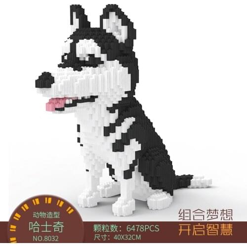 6478pcs Husky Animal Building Blocks Brick Pet Schnauzer Corgi Dog Persian Cat Panda Giraffe DIY Mirco Brick Toy For Collection