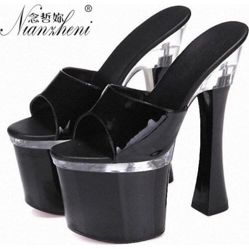 7 Inches Peep toe Slippers High heels All match Nightclub Nightclub Stripper heels Party Models Pole dance shoes Sexy New