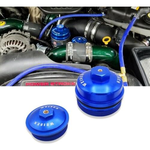 Oil filter Cap and Fuel filter Cap for Ford Powerstroke 6.0L F250 F350 Super Duty 2003-2007 Billet Aluminum