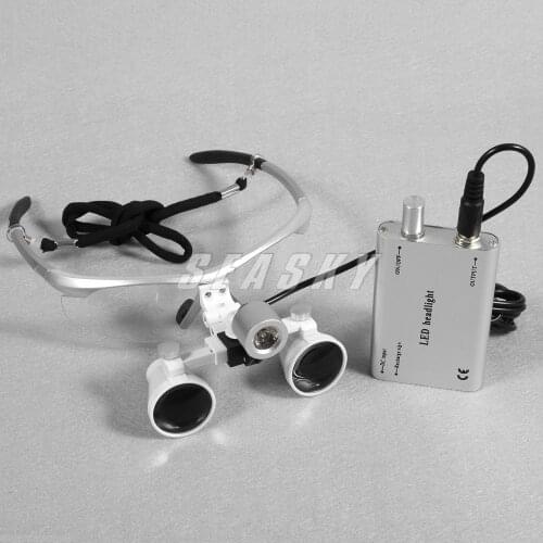 Free shipping Dental 3.5 X R Surgical Binocular Loupes Magnifier Glasses Blue + LED Head Light