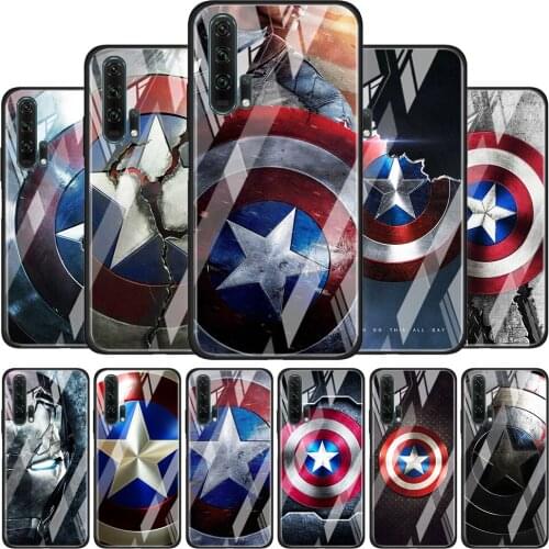 Avengers Shield Marvel for Honor 30 20 10 9X Pro Plus Lite 8X Huawei Y8P Y6P Y5P Y9 Y7 Y6 2019 Tempered Glass Phone Case