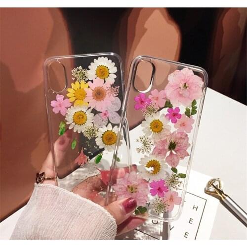 Real Dry Flower Phone Case for iPhone 12 mini Soft Case for iPhone X XS XR XS Max 6s 7 8 plus 11 Pro Max SE2020 Handmade cover