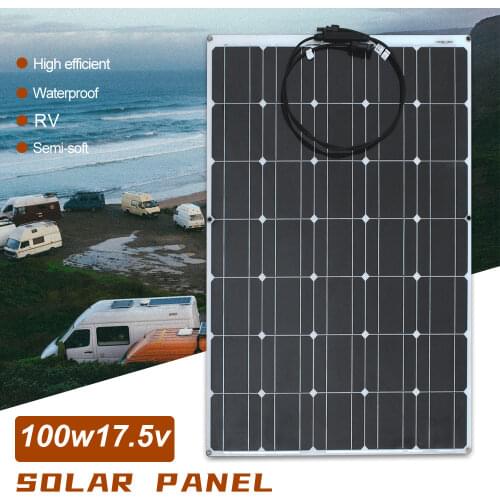 Flexible 100w 17.5v solar panels 12v battery charger home solar panel system module for car rv marine yacht