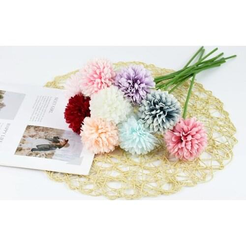 3Pcs Artificial Ball Chrysanthemum Flowers Bouquet Fake Flowers DIY Birthday Wedding Garden Home Decor Shooting Background Props