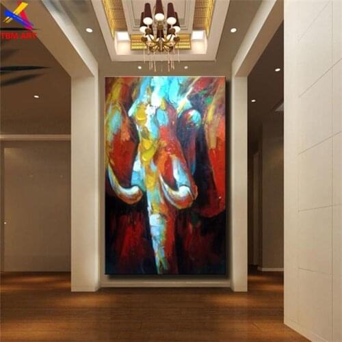 Elephant Picture Hand Painted Modern Abstract Oil Painting On Canvas Wall Art Gift for Living Room Decoration No Framed CT088