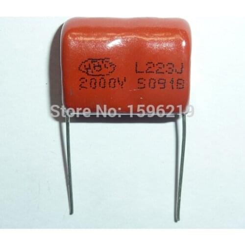 10pcs CBB capacitor 223 2000V 223J 2KV 0.022uF 22nF P20 CBB81 Metallized Polypropylene Film Capacitor