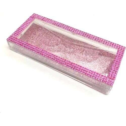 5D false eyelashes box plastic rectangular A/B color diamond eyelashes packaging empty box 3d mink eyelashes box with tray