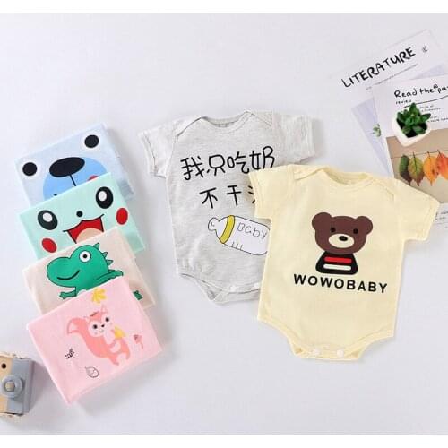 Infant Baby Short Bodysuits Summer Cotton Short Sleeve Cartoon Letter Rompers Newborn Girl Clothes Boy Costume Kids Stuff 2021