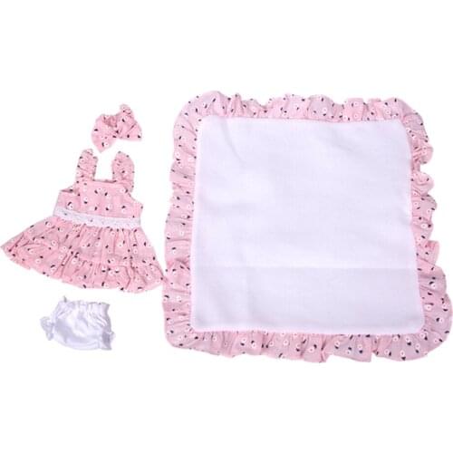 Beautiful Printed Headband Dress Underwear for Newborn Baby Doll 10 11