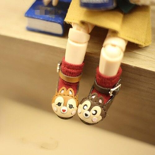 OB11 doll shoe 1/12 size and Blythes doll size fashion matching cute squirrel brothers single shoe two-color western style shoes