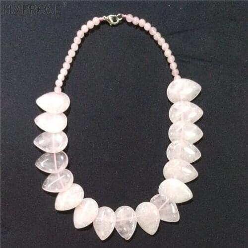 HAPROSE Natural Crystal Necklace Ms. Men Pink Crystal Water Drop Shape Pendant Jewelry Boutique Gemstone Necklace Free Shipping