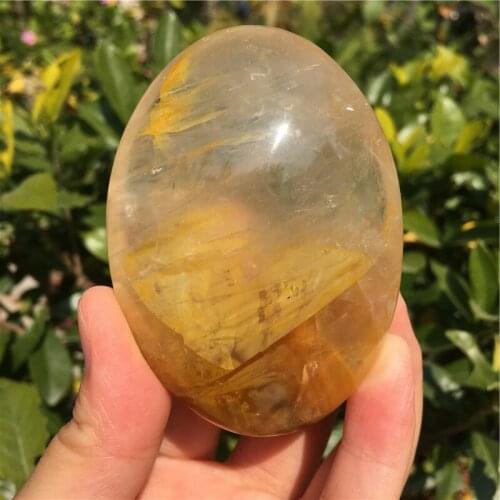 Natural crystal play stone, shake stone yellow gum stone treatment 1pcs