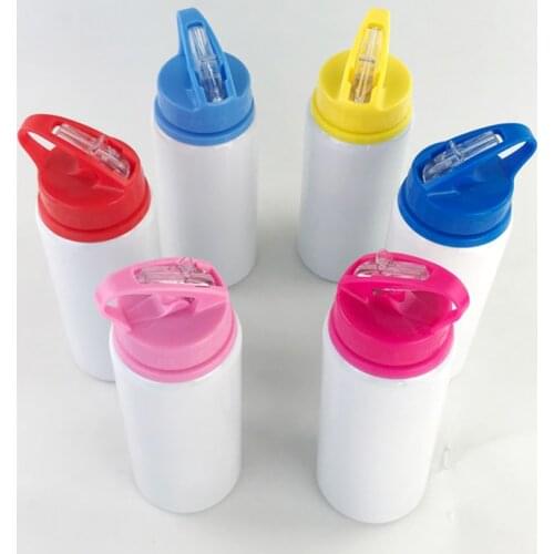 New Sublimation Blank Aluminum Water Bottles 600ML Tumbler Color Cap Big Mouth Suction Nozzle Kettle For Outdoors Sports Cup