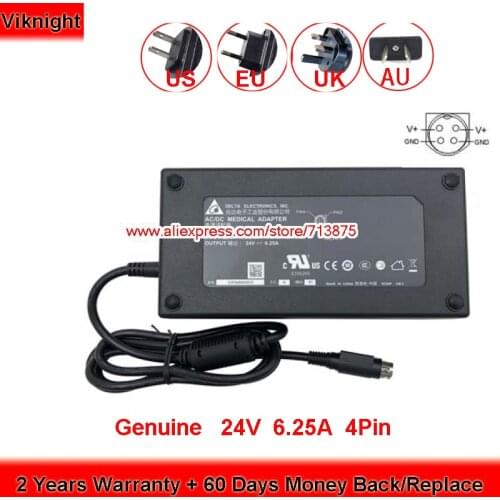 Genuine Delta 150W MDS-150AAS24 B Laptop Charger 24V 6.25A Round With 4 Pin Power Supply