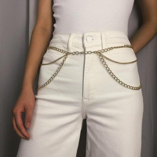 Punk Gold Metal Jean Chains Tassel Belly Waist Chains Party Dress Belt Dance Chain Women Men Night Club Party Jewelry