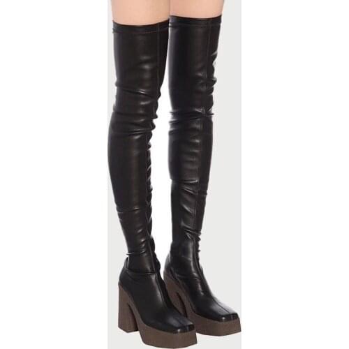 Sexy High Heels Winter Warm Boots Women Thick Platform Long Boots Woman High Heel Shoes Womens Over The Knee Boots Lady Shoes 40