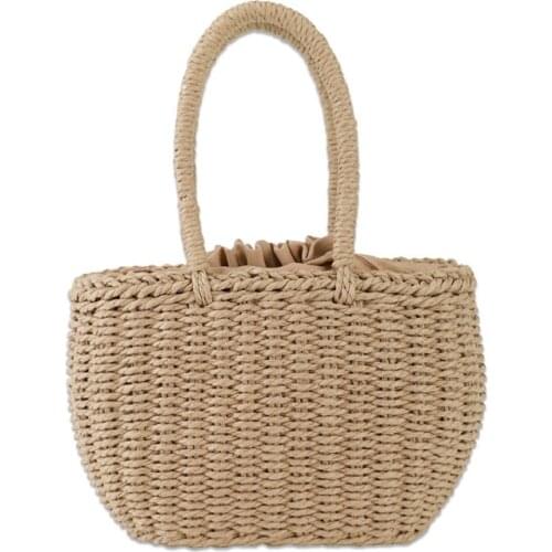 Korean Leisure Woven Beach Bag Simple Holiday Style Straw Woven Handbag Summer Fashion Vegetable Basket Womens Bag