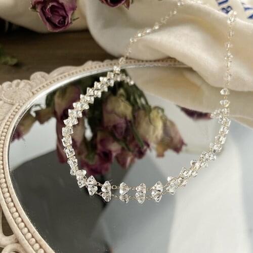 Simple Full Crystal Choker Necklaces for Women Female Short Clavicle Chain Chocker Necklace Jewelry Accessories Collar Colier