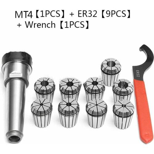 9PCS ER32 Spring Collet chuck 2/4/6/8/10/12/16/18/20mm + 1pcs MT4 ER32+ Collet Chuck Morse Taper Holder Dropshiping инструменты