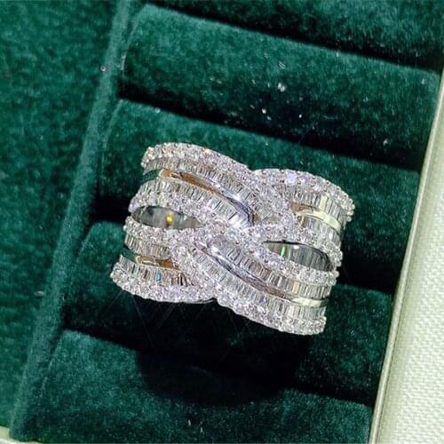 QTT Luxury 925 Sterling Silver Promise Ring Fashion Women Rings White Crystal Wedding Accessories For Ladies Anniversary Gift