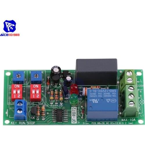 AC 100V~250V Infinite Cycle Delay Timer Timing Switch Relay Turn On/Off Module 0.5s ~ 1000min Adjustable Timer Relay