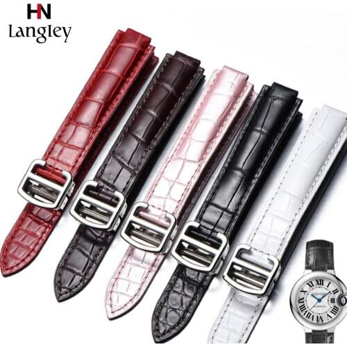Genuine Leather Watchband Straps Bamboo Crocodile Skin Convex Mouth Interface 14mm/18mm/20mm Wristwatch Straps Comfortable