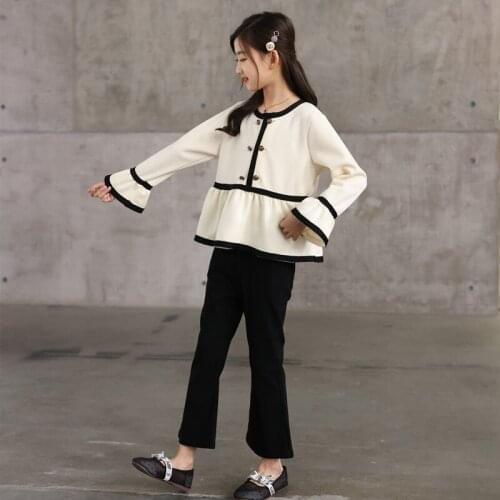 Casual Girls Sets Children Long Sleeve Shirts and Flares Pants 2 Pcs Suits Boutique Kids Clothing Set 6 8 10 12 14 16 Years