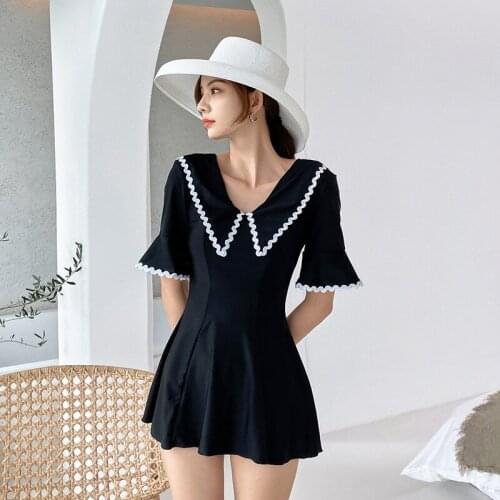 Sexy One Piece Swim Suits Vogue Korean Womens Swimwear Plus Size Trendy 2021 Sexy Swimsuit With Skirt Bikini One Piece Lovely